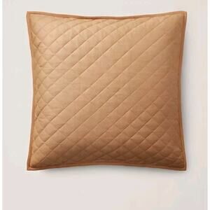 NEW Ralph Lauren Home Modern Equestrian Cromwell Quilted Euro Sham Camel Cotton